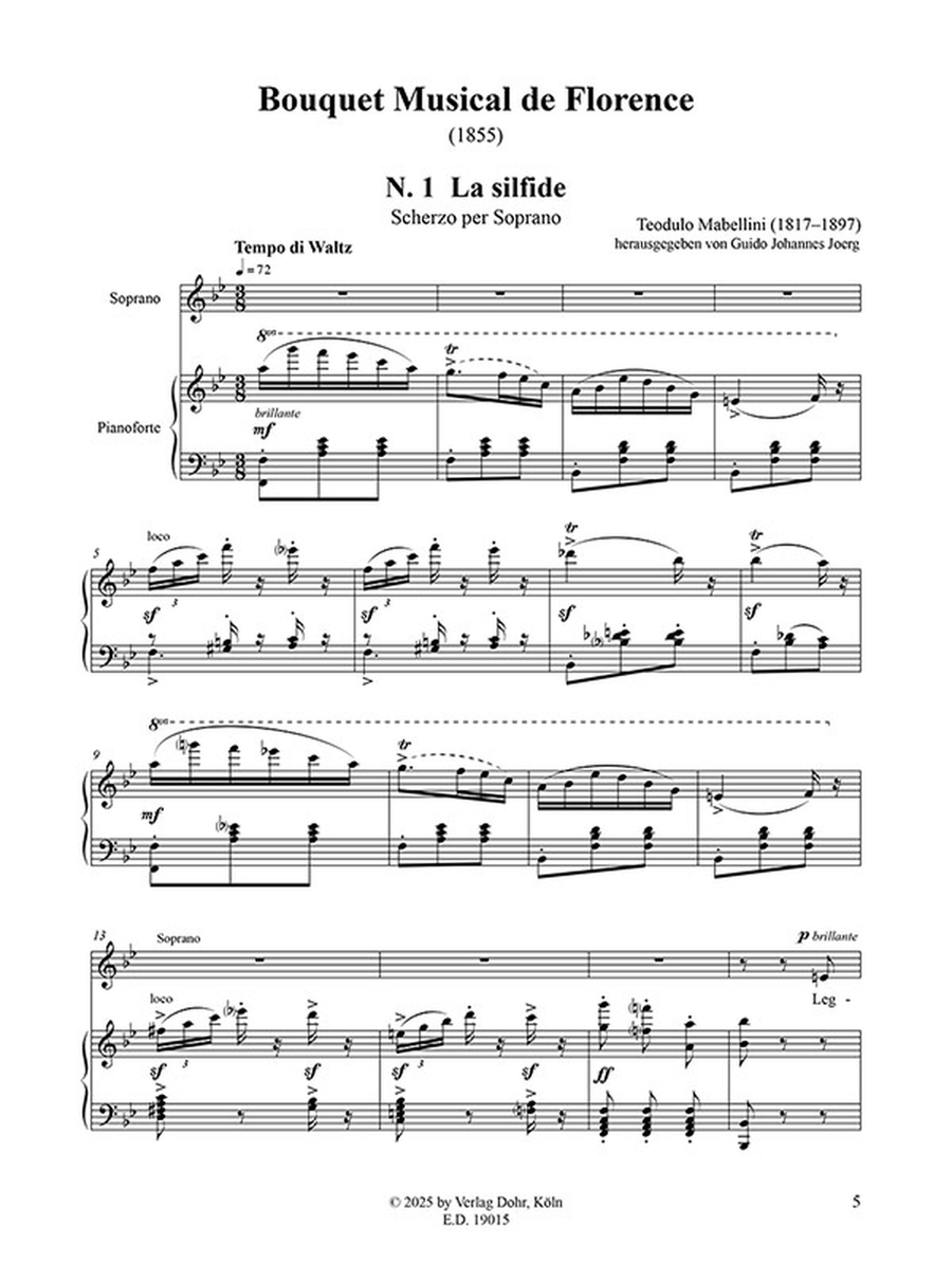 Bouquet Musical de Florence (1853) -Acht Lieder und vier Duette für Singstimmen und Klavier- Voice scores gallery preview page 2