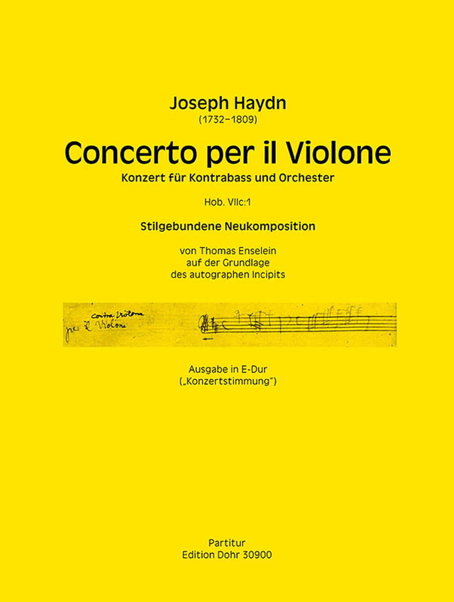Concerto per il Violone E-Dur Hob. VIIc:1 -Stilgebundene Neukomposition nach dem überlieferten Incipit in Haydns Entwurf-Katalog- (transponierte Ausgabe in Konzertstimmung) Orchestra scores gallery preview page 1