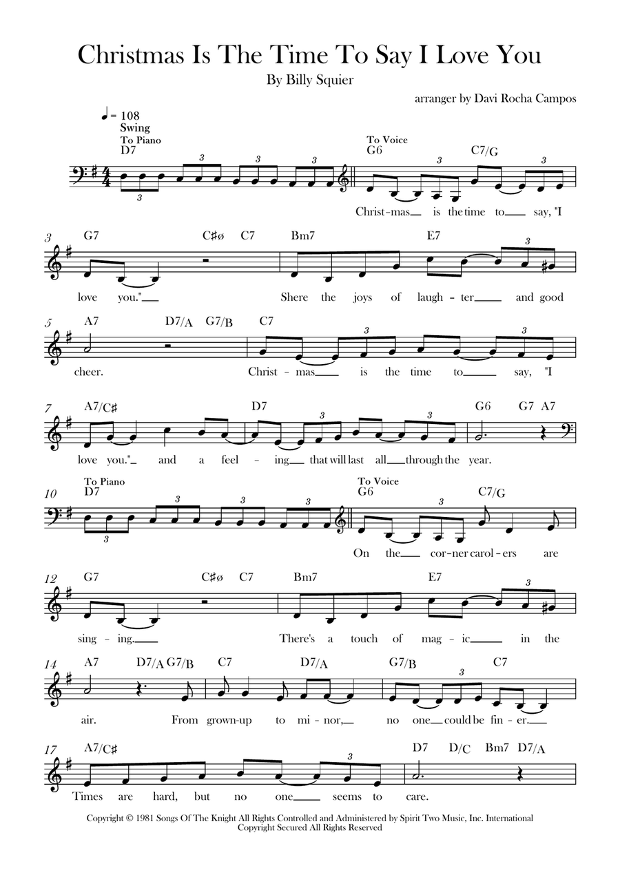 Christmas Is The Time To Say I Love You Piano scores gallery preview page 1