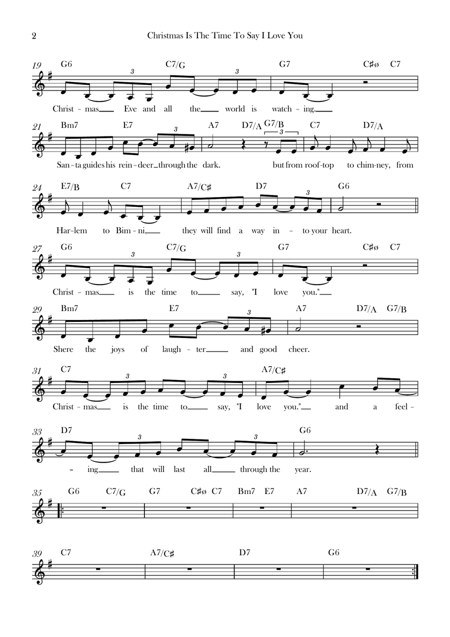 Christmas Is The Time To Say I Love You Piano scores gallery preview page 2