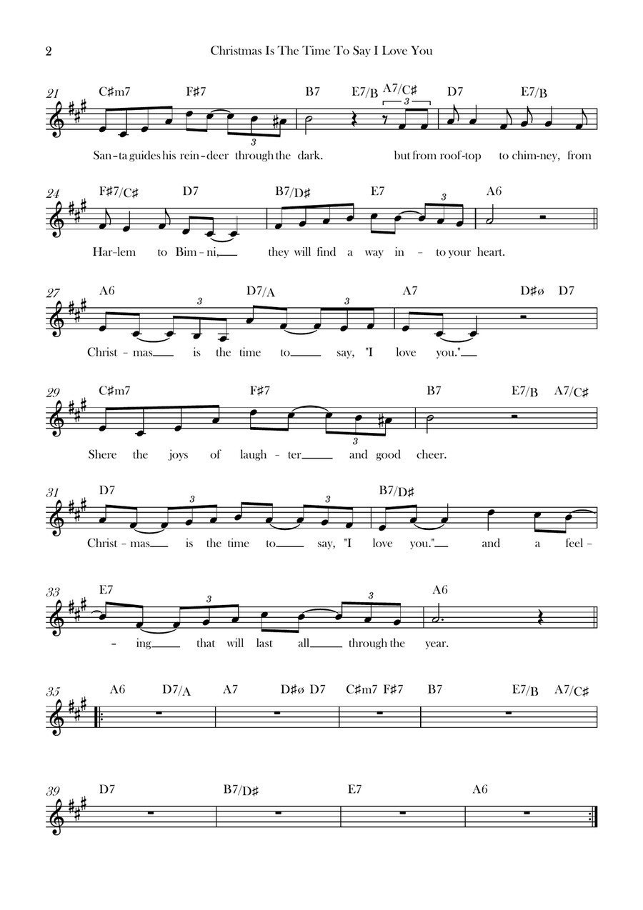Christmas Is The Time To Say I Love You Piano scores gallery preview page 2