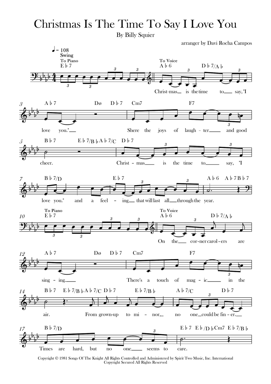 Christmas Is The Time To Say I Love You Piano scores gallery preview page 1