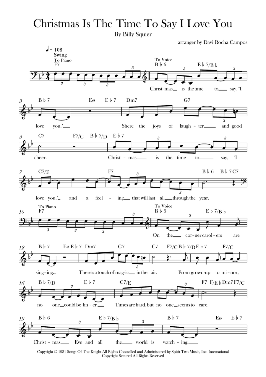Christmas Is The Time To Say I Love You Piano scores gallery preview page 1