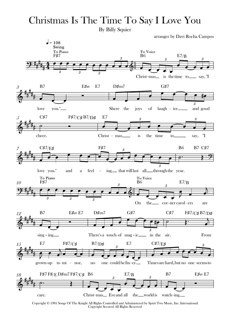 Christmas Is The Time To Say I Love You Piano scores gallery preview page 1