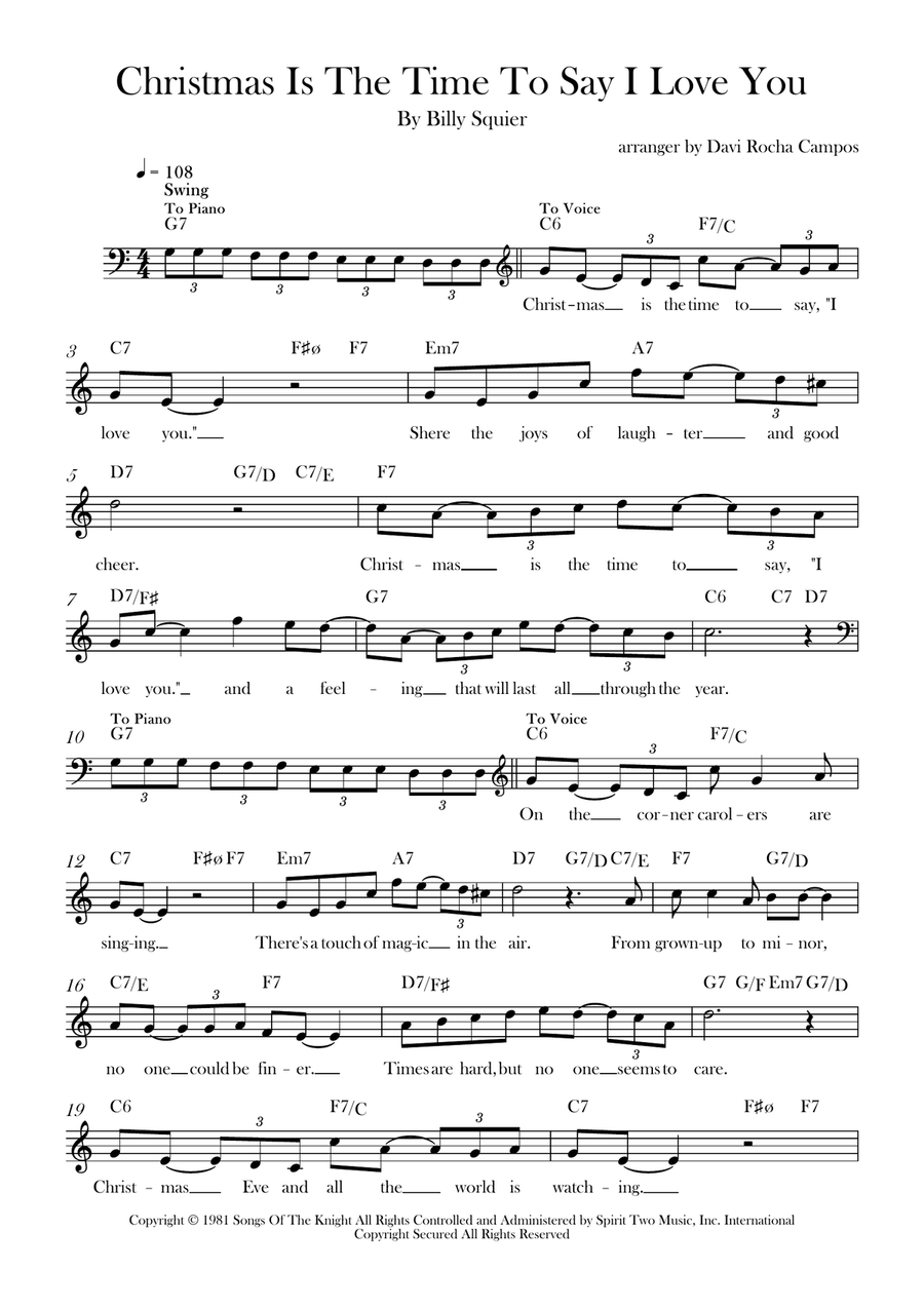 Christmas Is The Time To Say I Love You Piano scores gallery preview page 1
