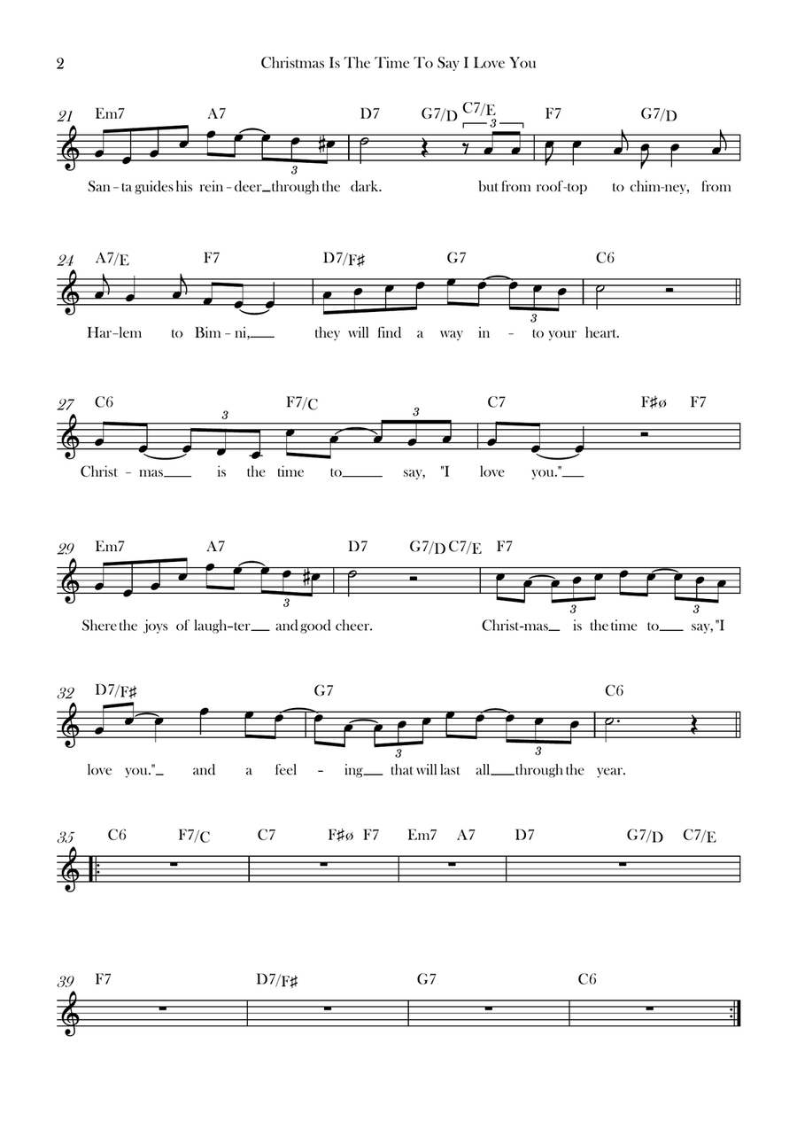 Christmas Is The Time To Say I Love You Piano scores gallery preview page 2