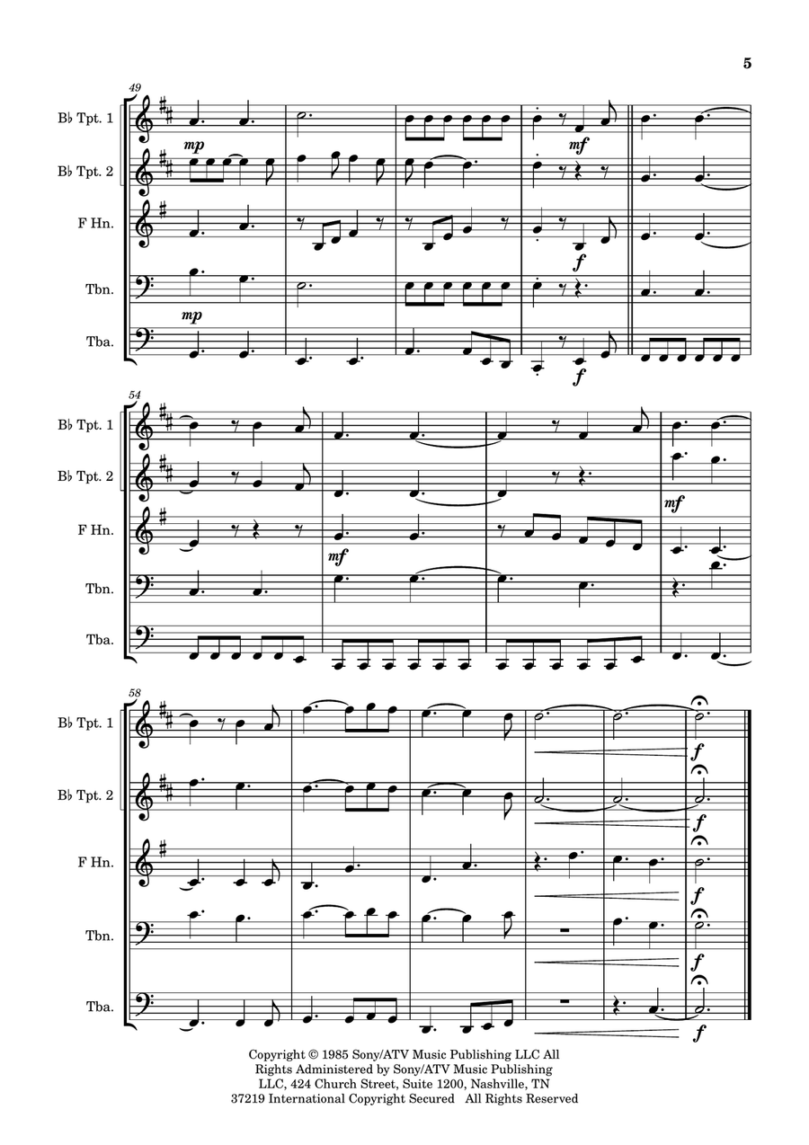 Hallelujah Hallelujah Brass Quintet scores gallery preview page 5
