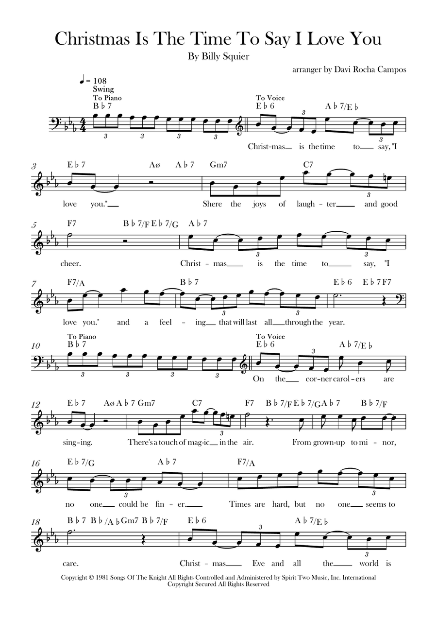 Christmas Is The Time To Say I Love You Piano scores gallery preview page 1