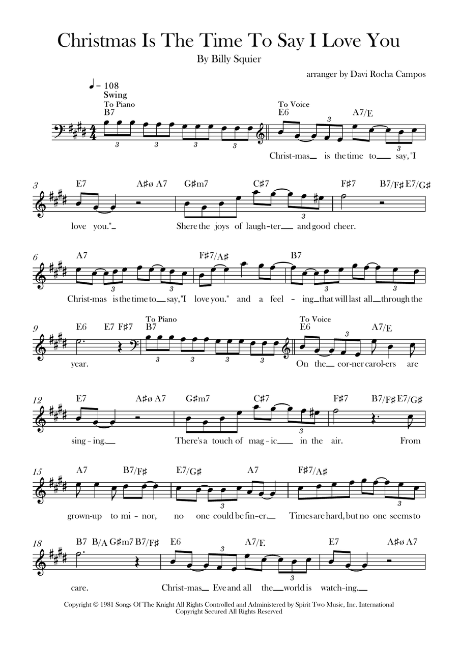 Christmas Is The Time To Say I Love You Piano scores gallery preview page 1