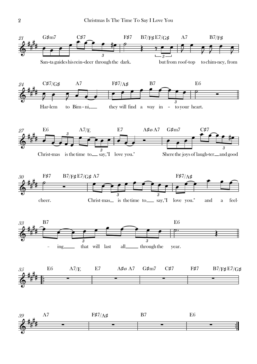 Christmas Is The Time To Say I Love You Piano scores gallery preview page 2