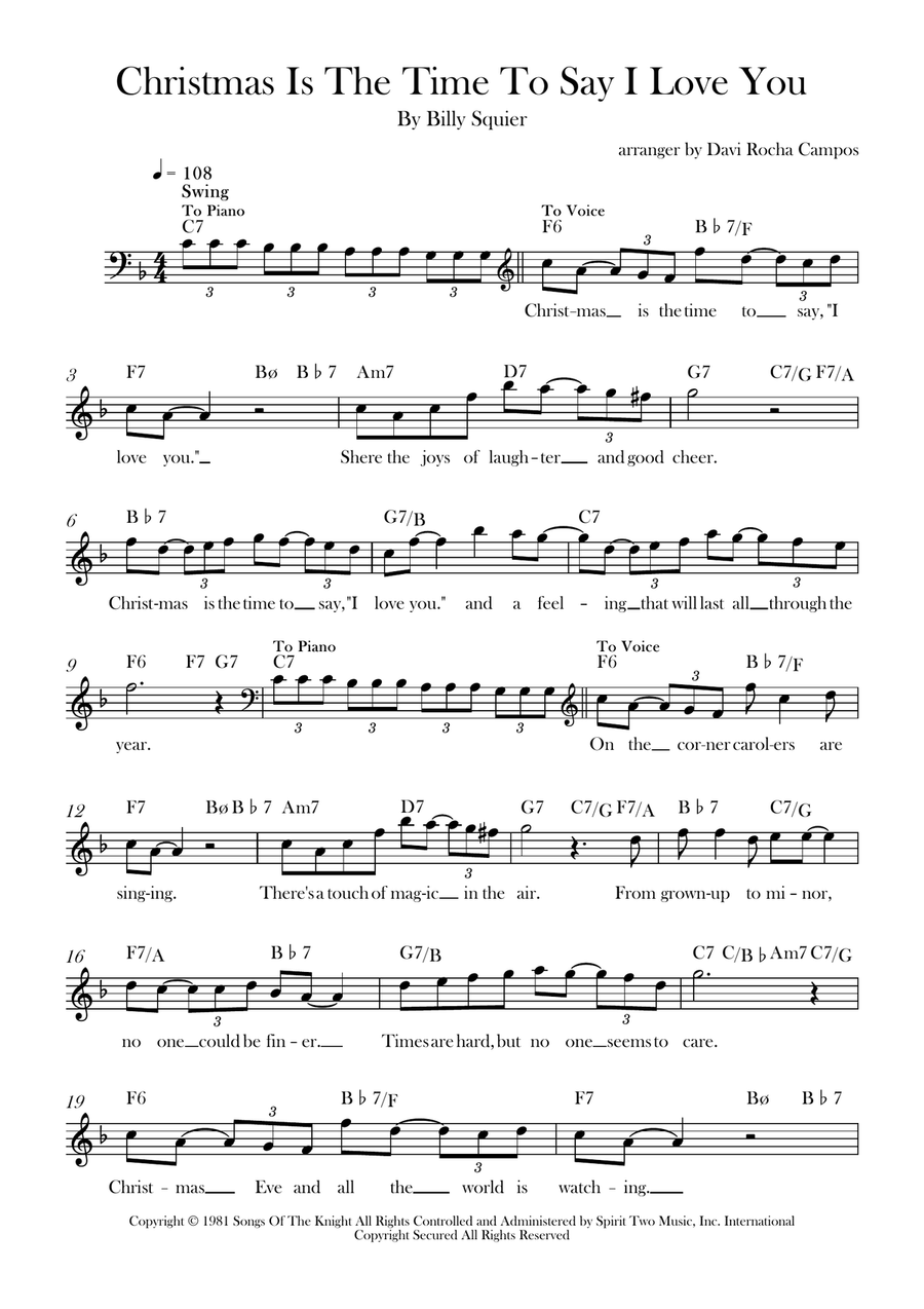 Christmas Is The Time To Say I Love You Piano scores gallery preview page 1