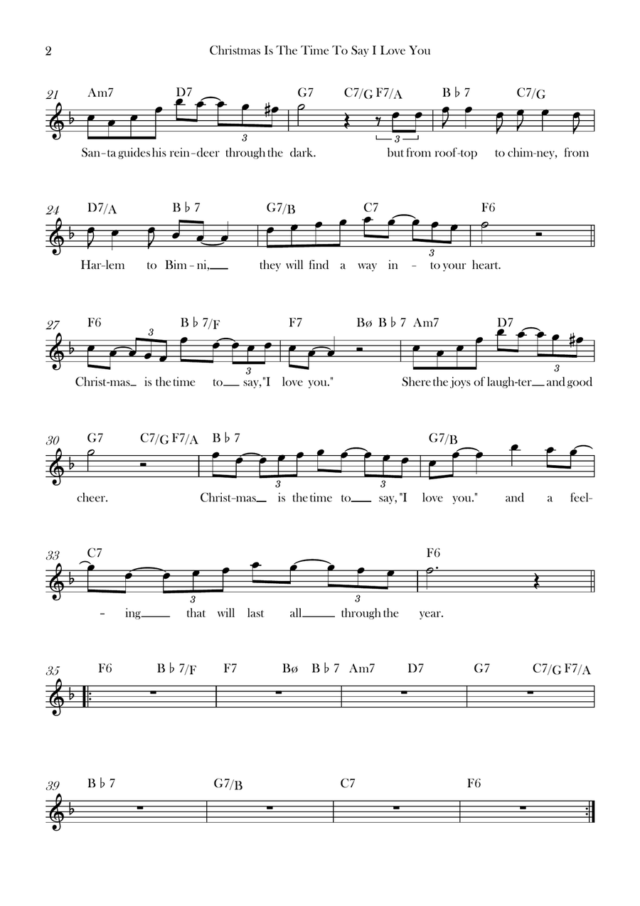 Christmas Is The Time To Say I Love You Piano scores gallery preview page 2