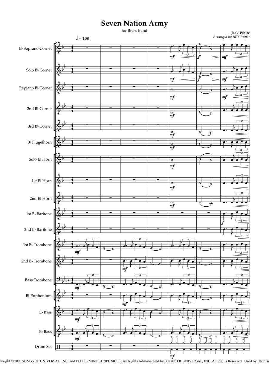 Seven Nation Army Brass Band scores gallery preview page 1