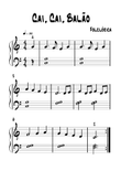 Cai, Cai, Balão - Partitura Fácil para Piano