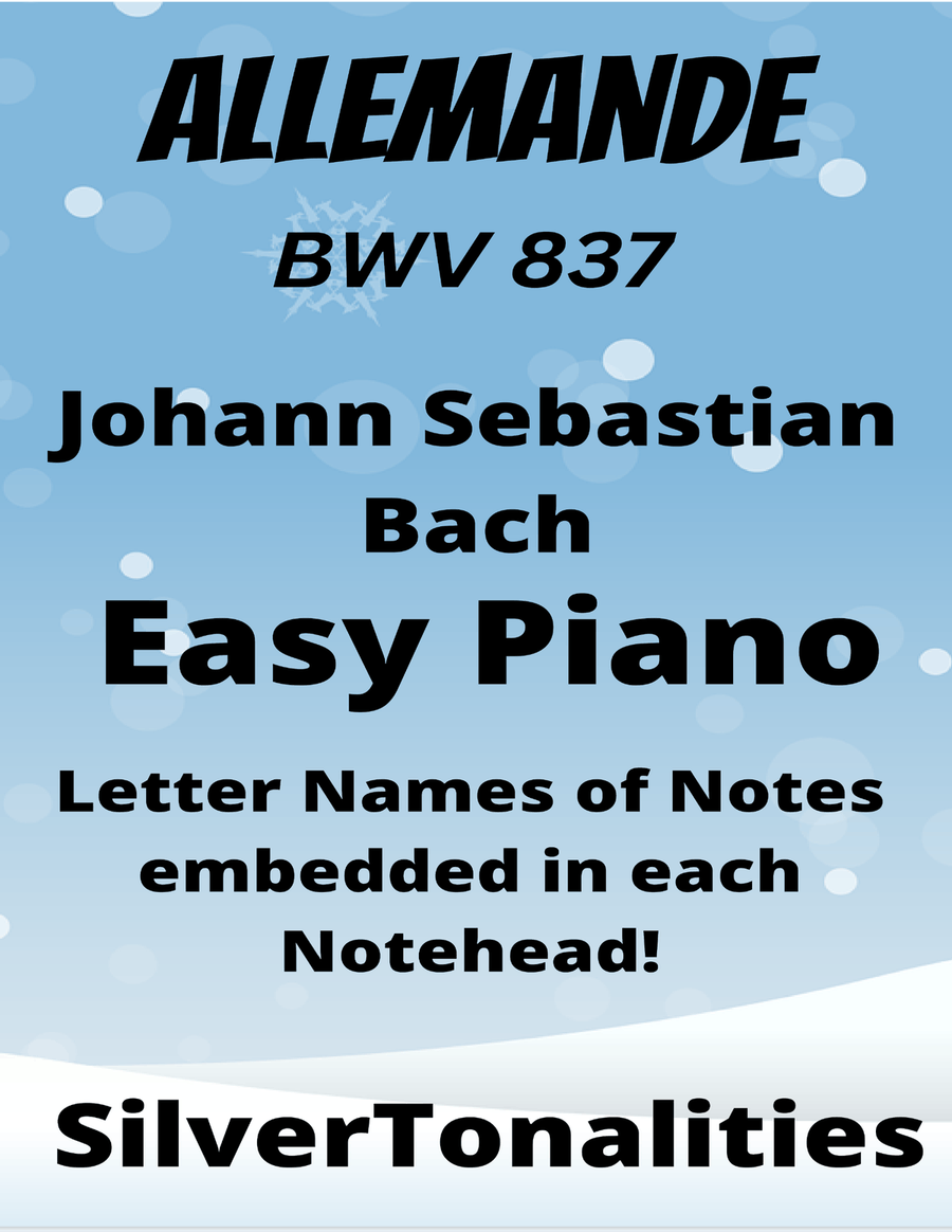 Allemande BWV 837 Easy Piano Sheet Music Piano Method scores gallery preview page 1