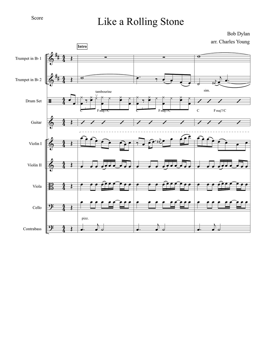 Like A Rolling Stone Like A Rolling Stone Chamber Orchestra scores gallery preview page 1