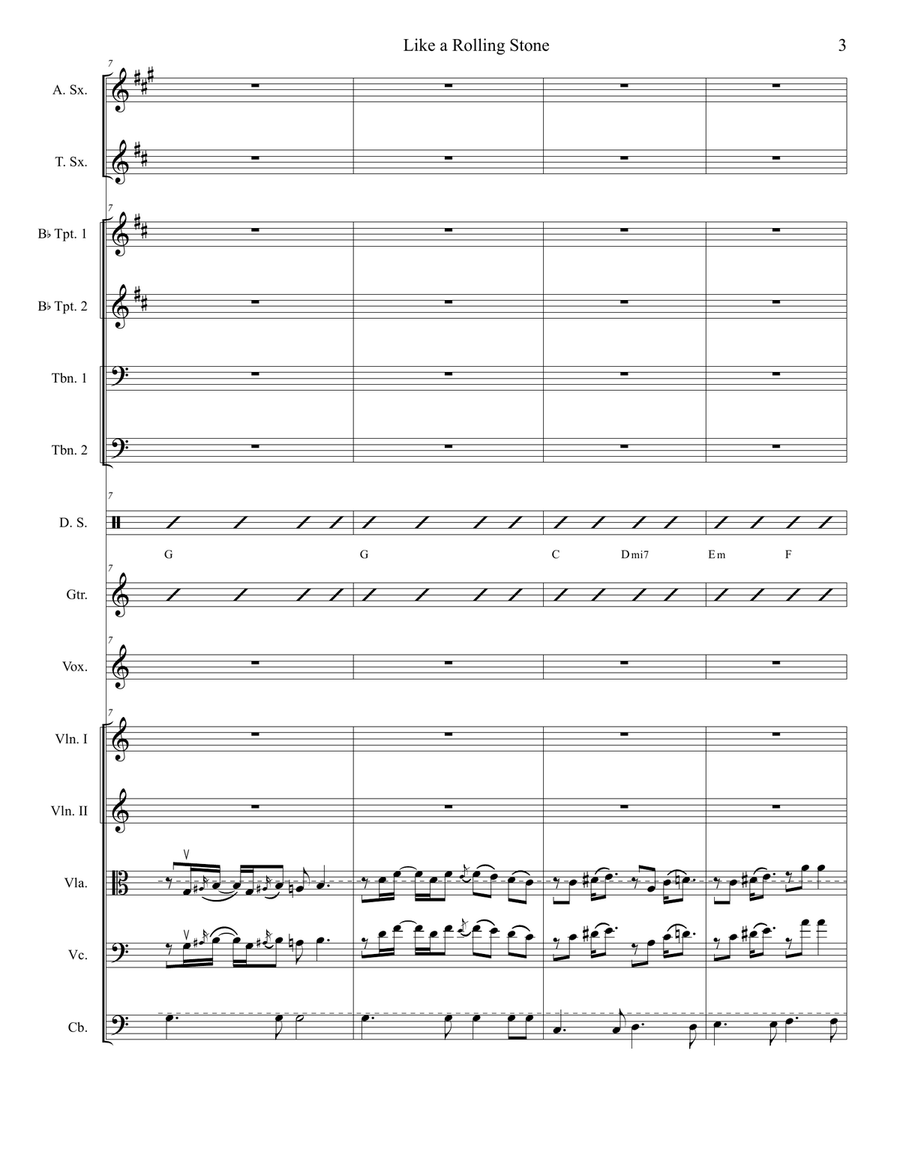 Like A Rolling Stone Like A Rolling Stone Chamber Orchestra scores gallery preview page 3