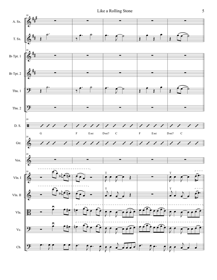 Like A Rolling Stone Like A Rolling Stone Chamber Orchestra scores gallery preview page 5