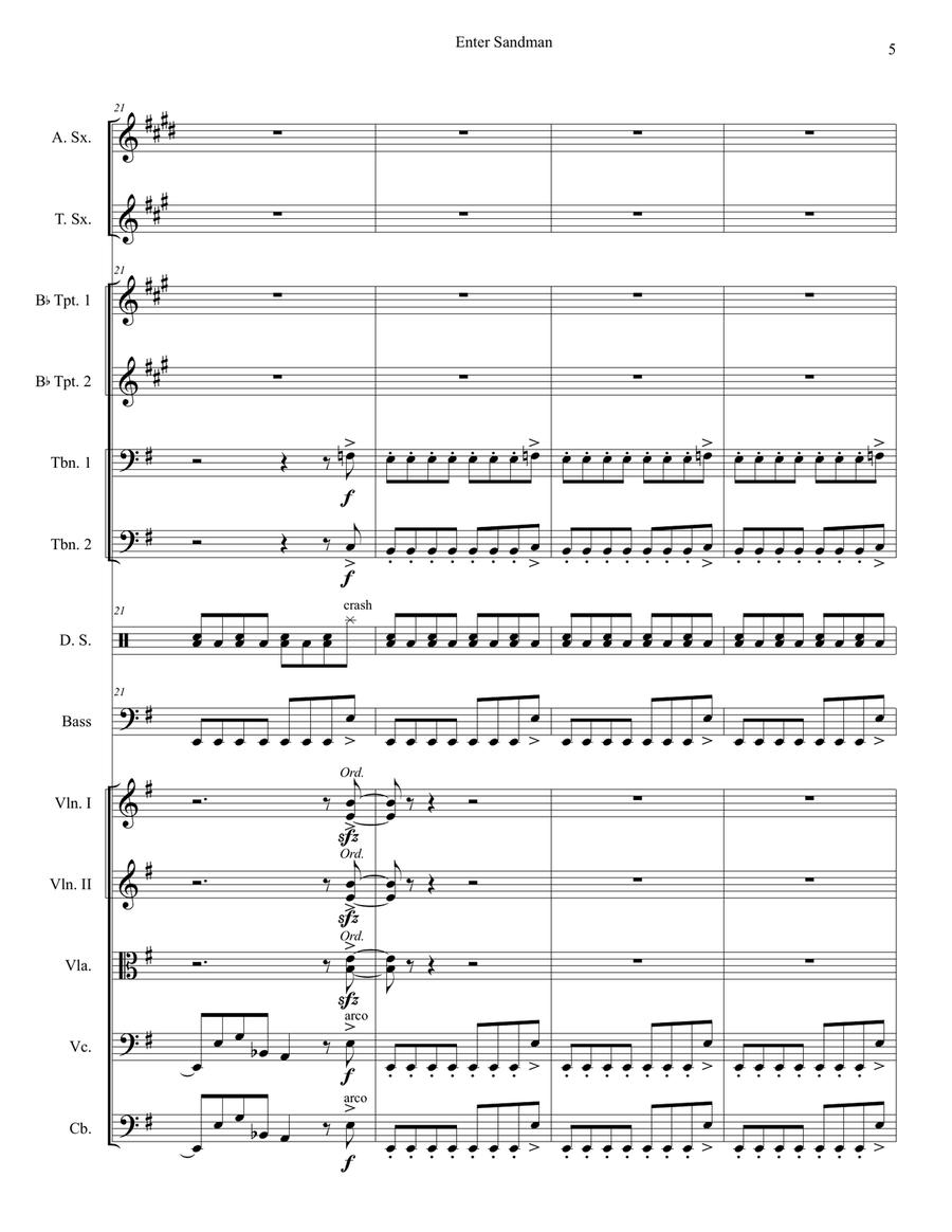 Enter Sandman Enter Sandman Chamber Orchestra scores gallery preview page 5