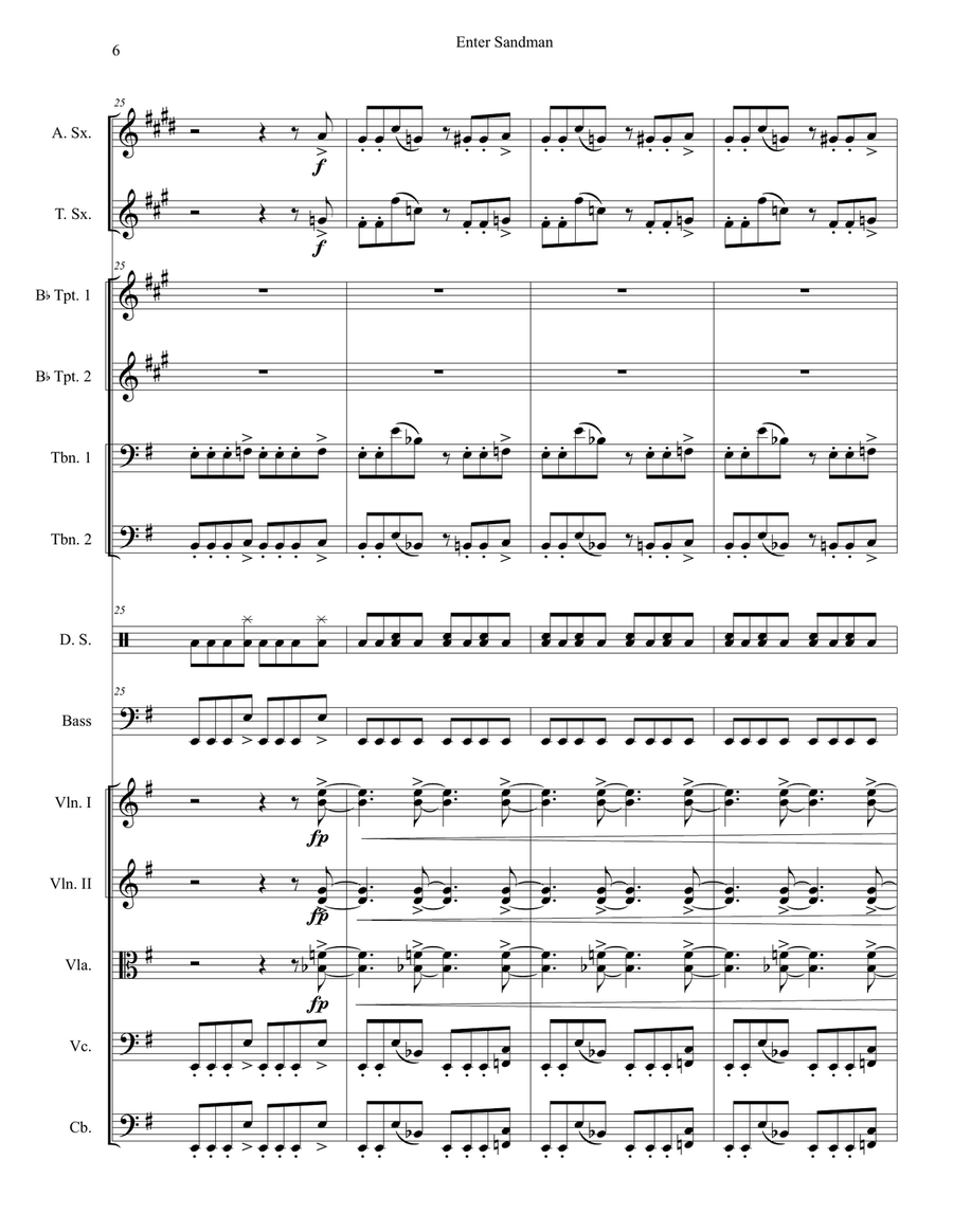 Enter Sandman Enter Sandman Chamber Orchestra scores gallery preview page 6