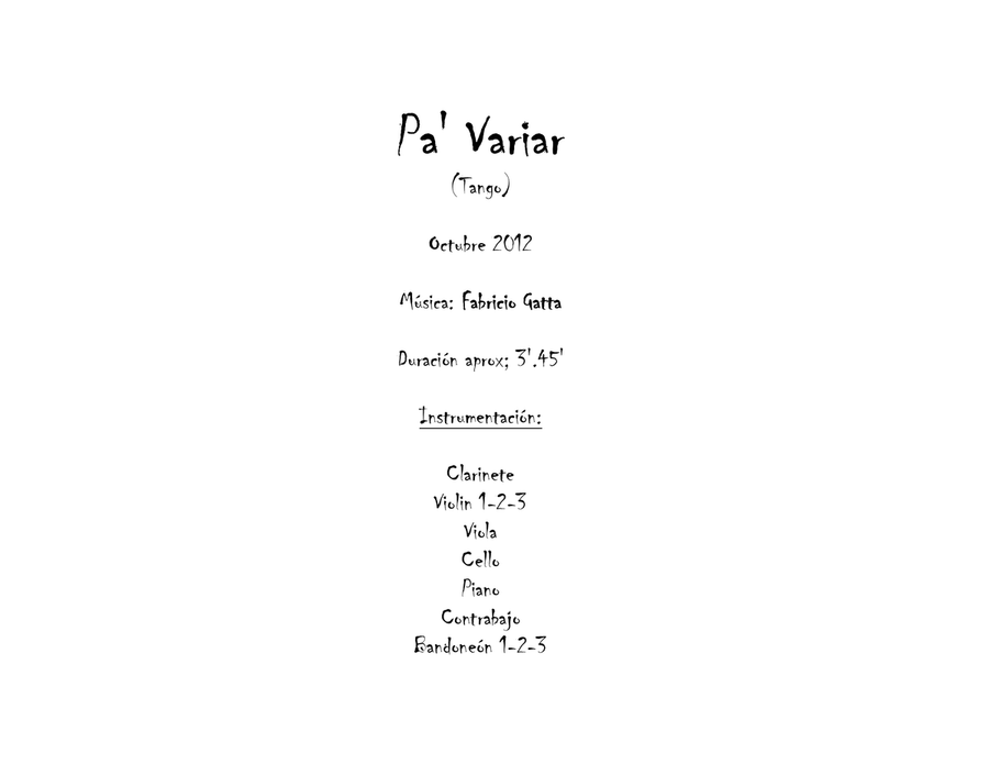 Pa´Variar Chamber Orchestra scores gallery preview page 1