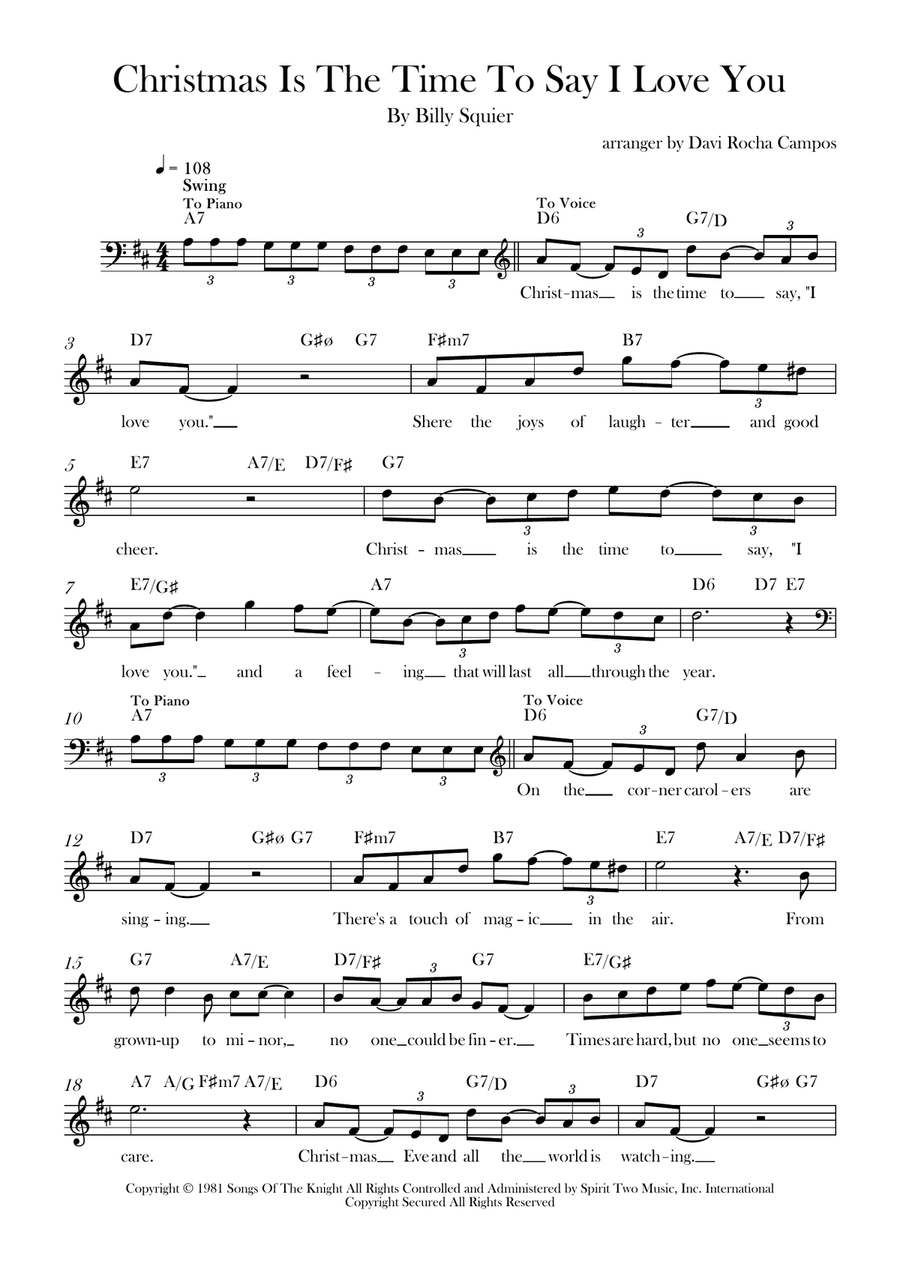 Christmas Is The Time To Say I Love You Piano scores gallery preview page 1