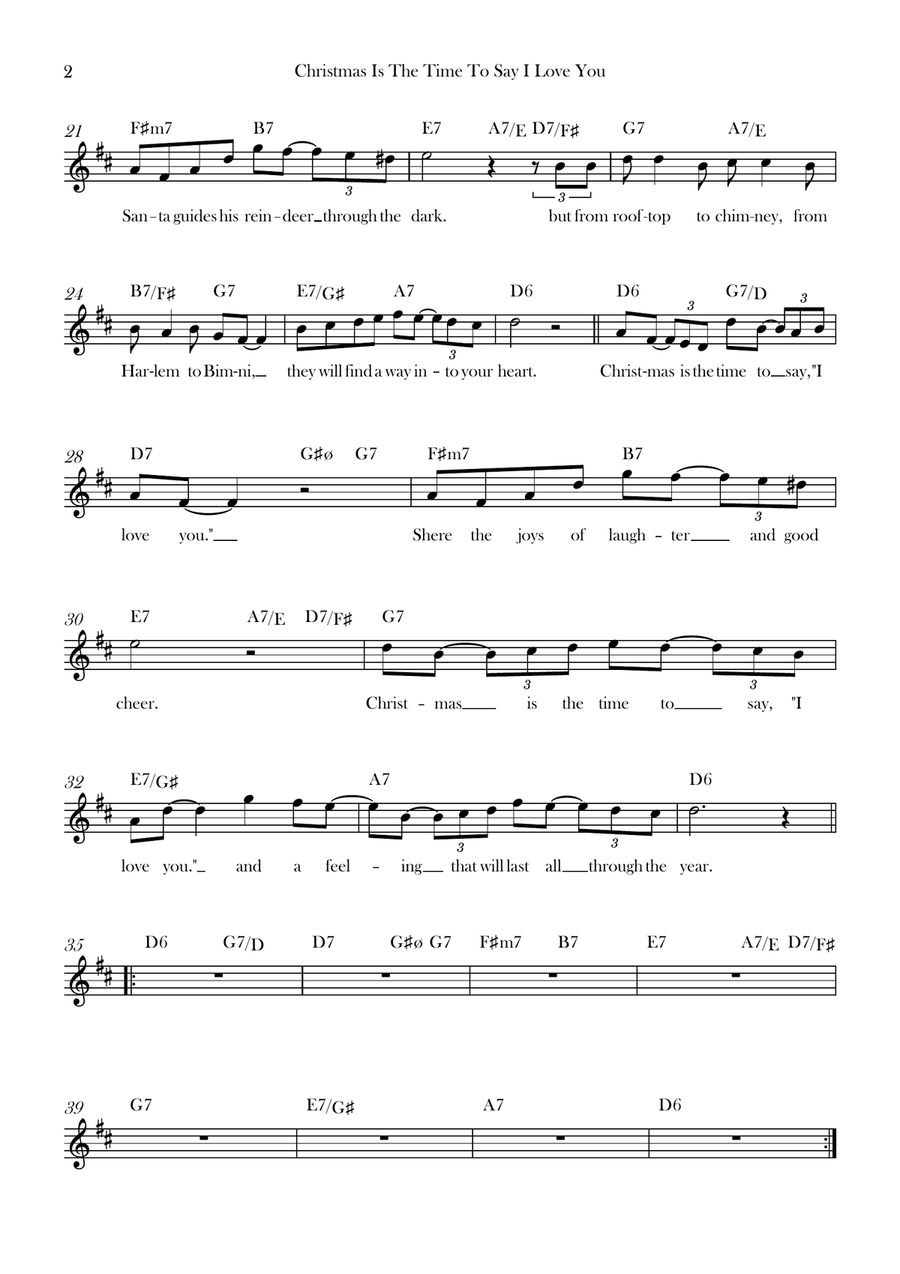 Christmas Is The Time To Say I Love You Piano scores gallery preview page 2