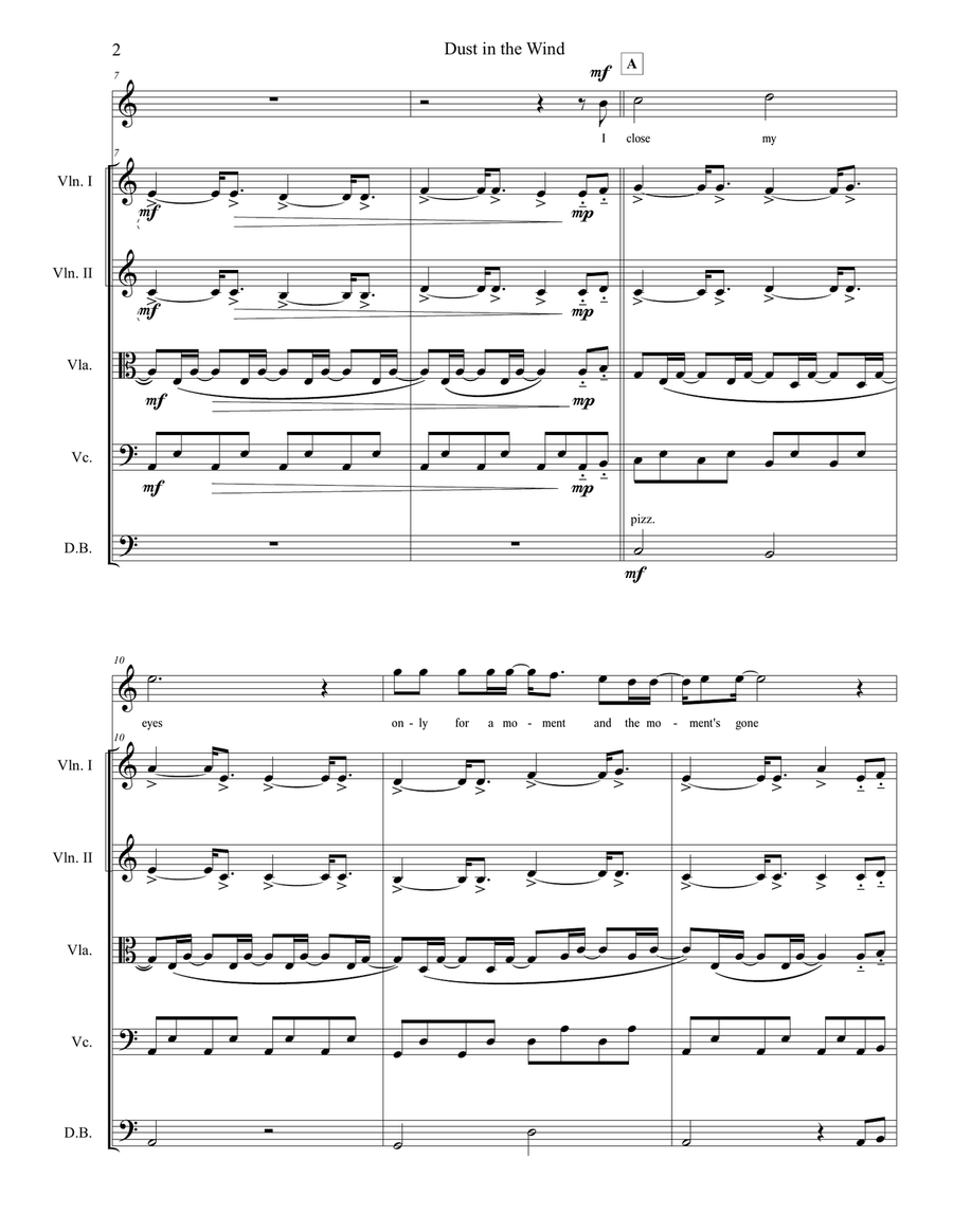 Dust In The Wind Dust In The Wind Chamber Orchestra scores gallery preview page 2