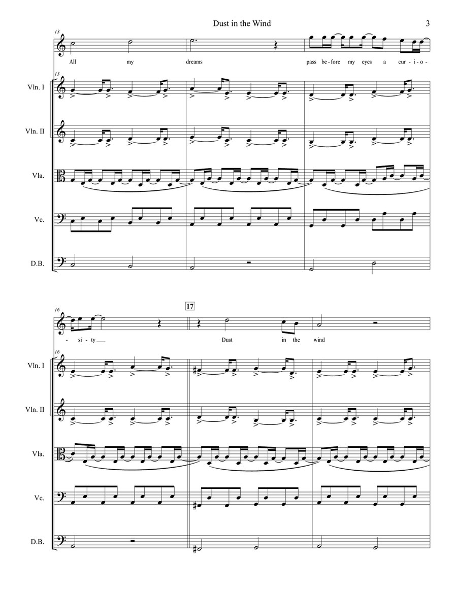 Dust In The Wind Dust In The Wind Chamber Orchestra scores gallery preview page 3