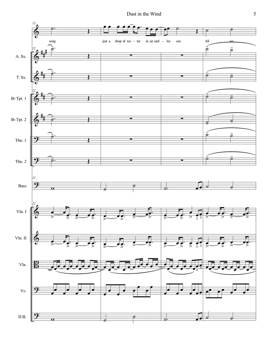 Dust In The Wind Dust In The Wind Chamber Orchestra scores gallery preview page 5