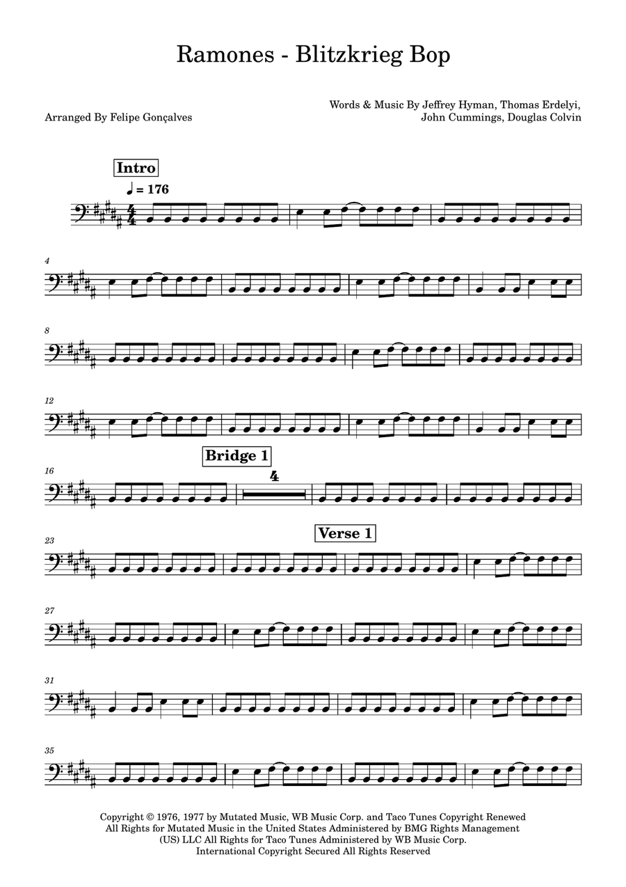 Blitzkrieg Bop Blitzkrieg Bop Double Bass scores gallery preview page 1