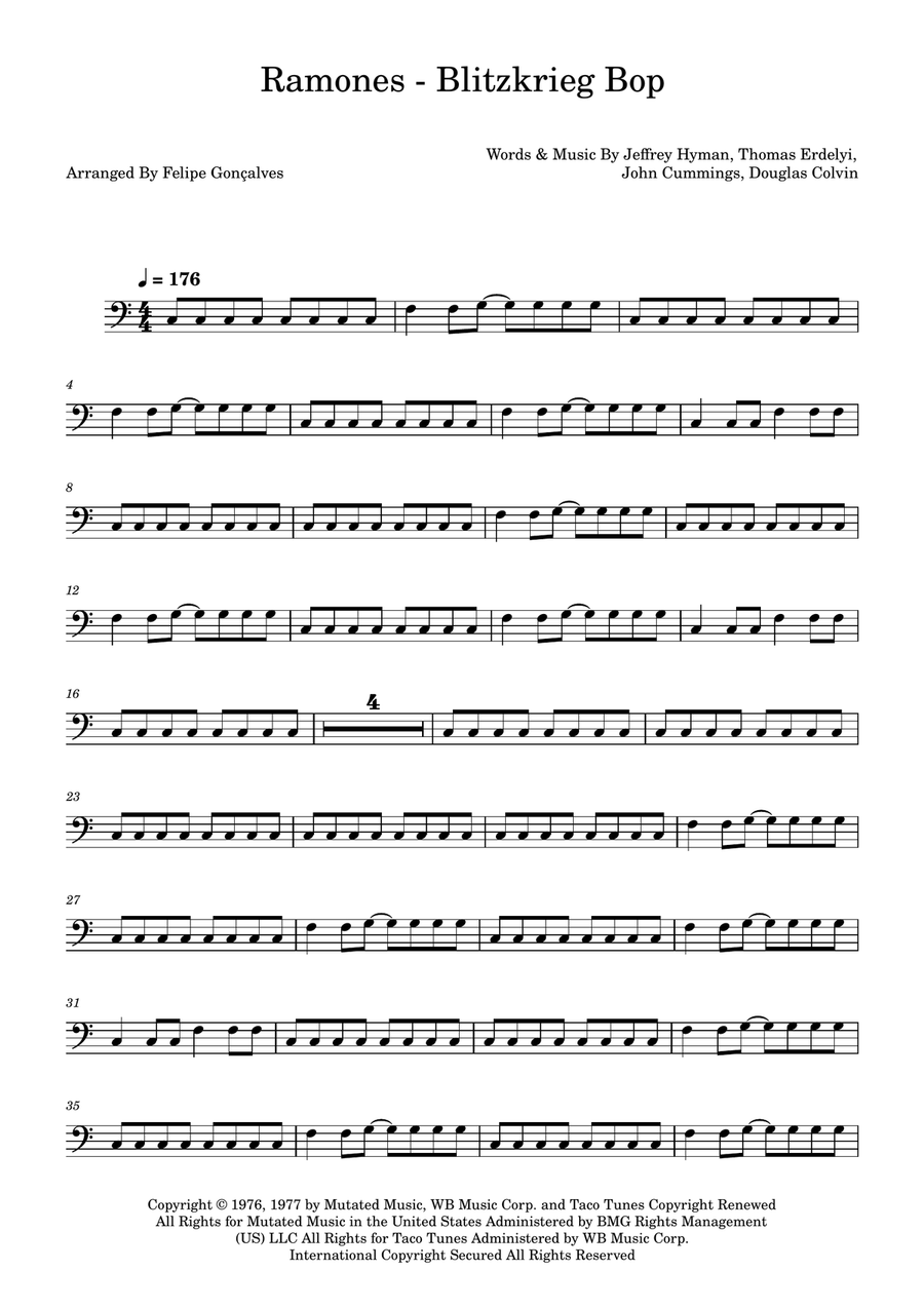 Blitzkrieg Bop Blitzkrieg Bop Double Bass scores gallery preview page 1