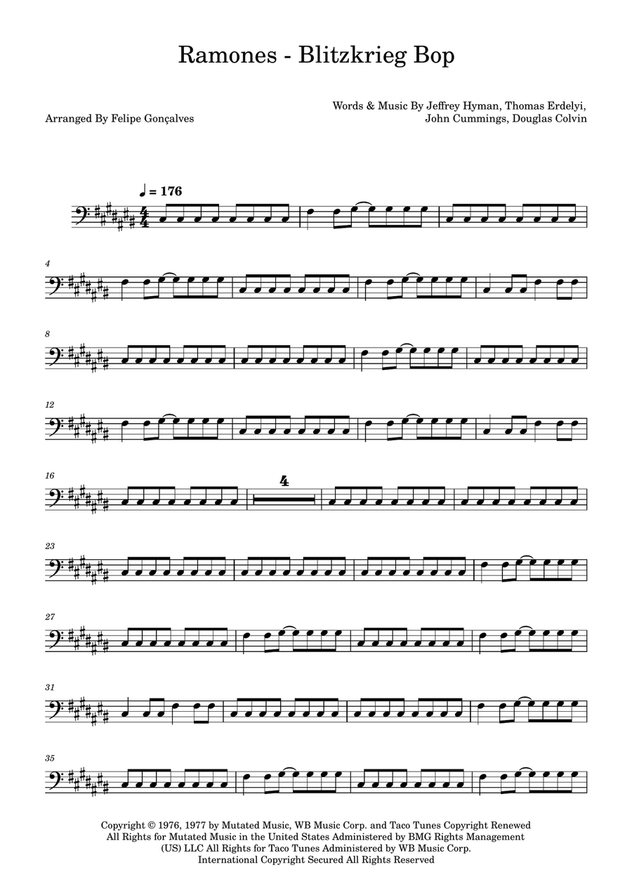 Blitzkrieg Bop Blitzkrieg Bop Double Bass scores gallery preview page 1