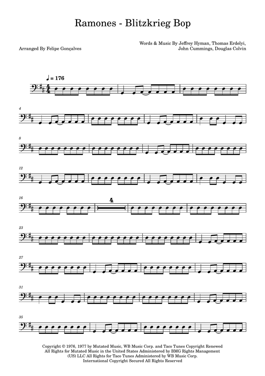 Blitzkrieg Bop Blitzkrieg Bop Double Bass scores gallery preview page 1