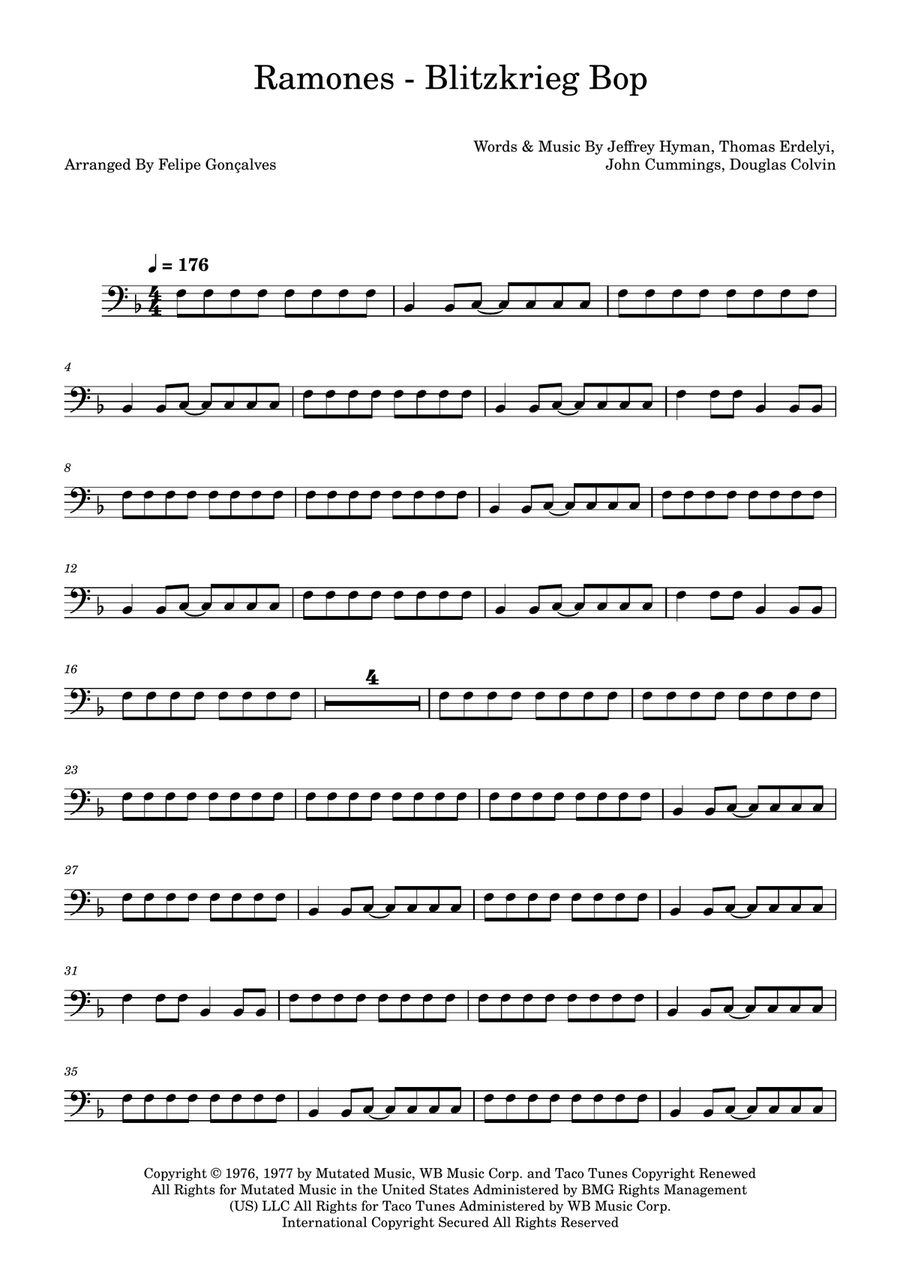 Blitzkrieg Bop Blitzkrieg Bop Double Bass scores gallery preview page 1