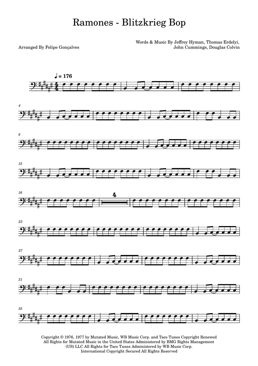 Blitzkrieg Bop Blitzkrieg Bop Double Bass scores gallery preview page 1