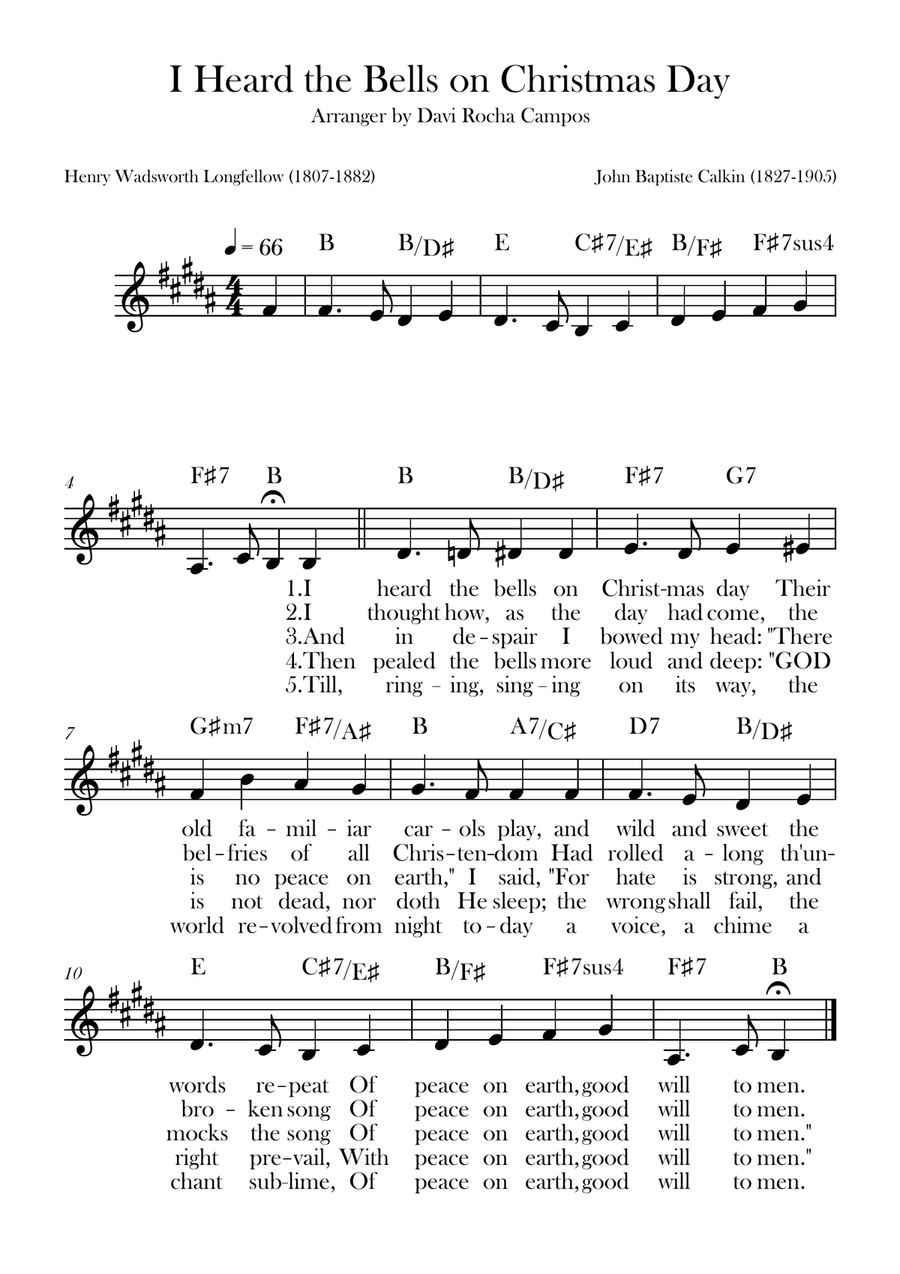I Heard the Bells on Christmas Day Piano scores gallery preview page 1