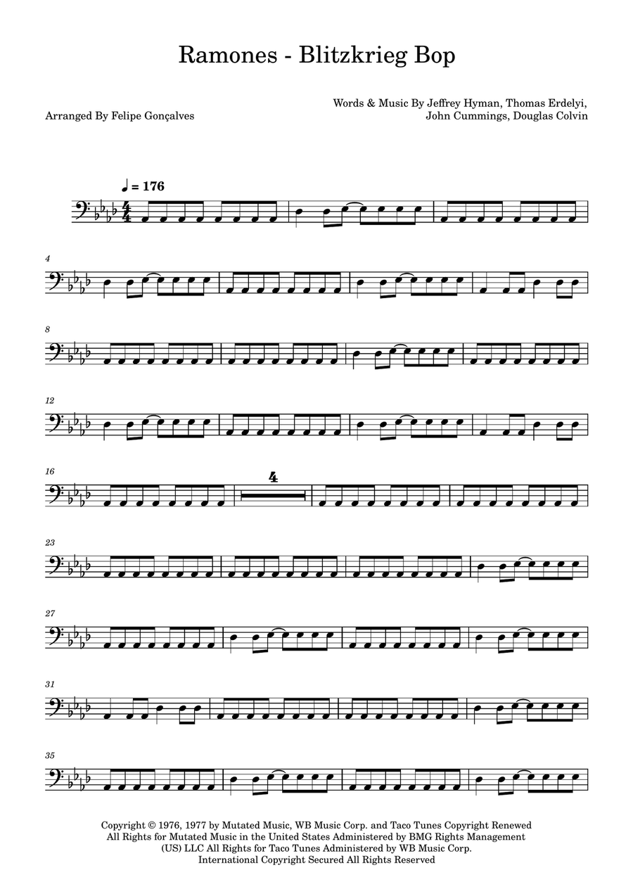 Blitzkrieg Bop Blitzkrieg Bop Double Bass scores gallery preview page 1