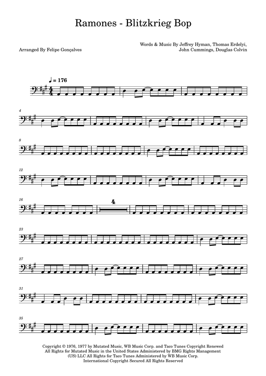 Blitzkrieg Bop Blitzkrieg Bop Double Bass scores gallery preview page 1
