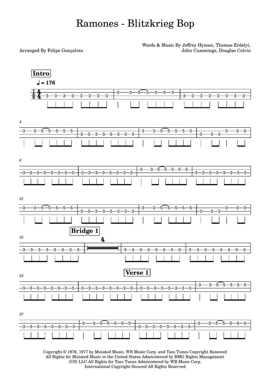 Blitzkrieg Bop Blitzkrieg Bop Acoustic Guitar scores gallery preview page 1