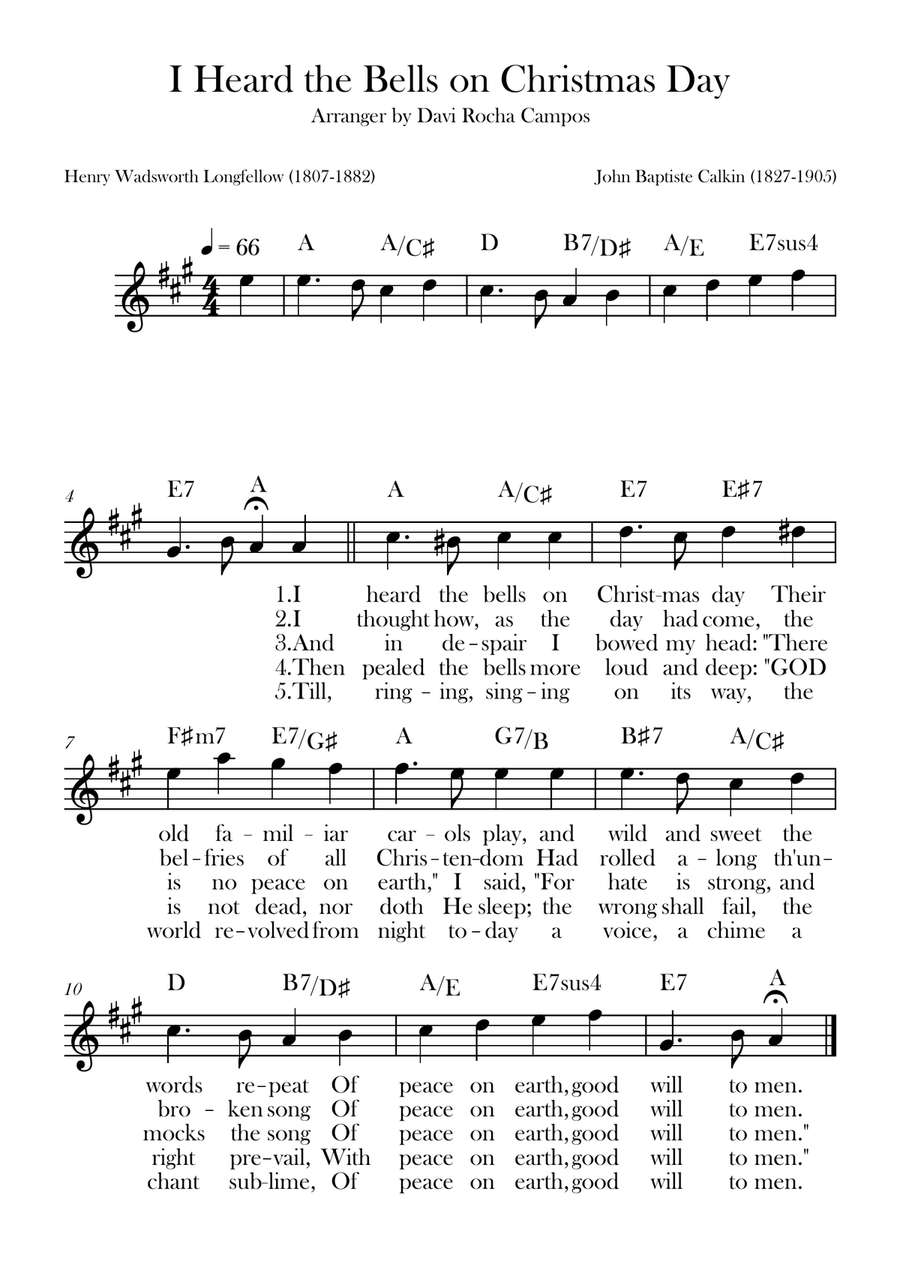 I Heard the Bells on Christmas Day Piano scores gallery preview page 1
