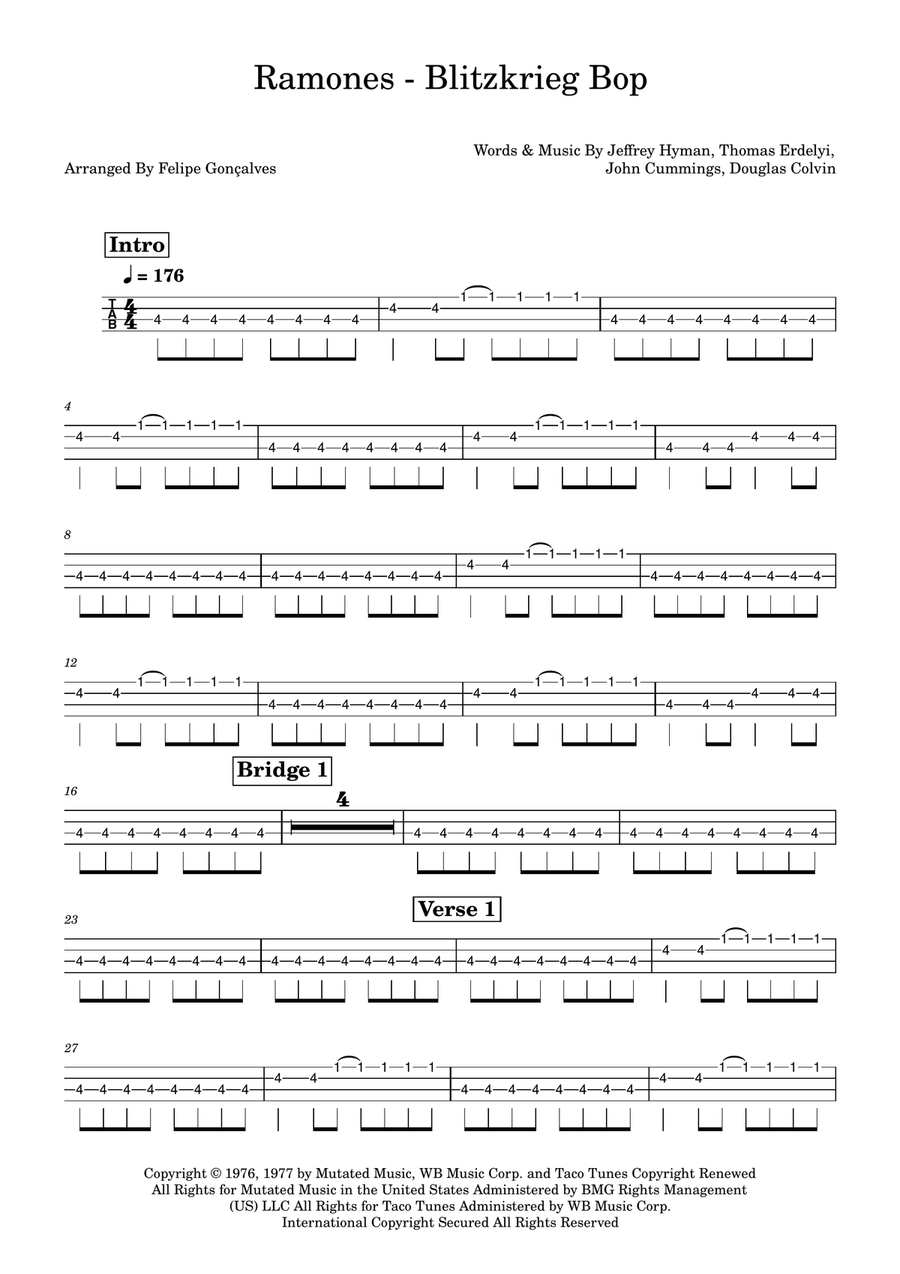 Blitzkrieg Bop Blitzkrieg Bop Acoustic Guitar scores gallery preview page 1