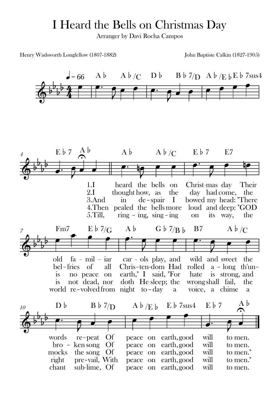 I Heard the Bells on Christmas Day Piano scores gallery preview page 1