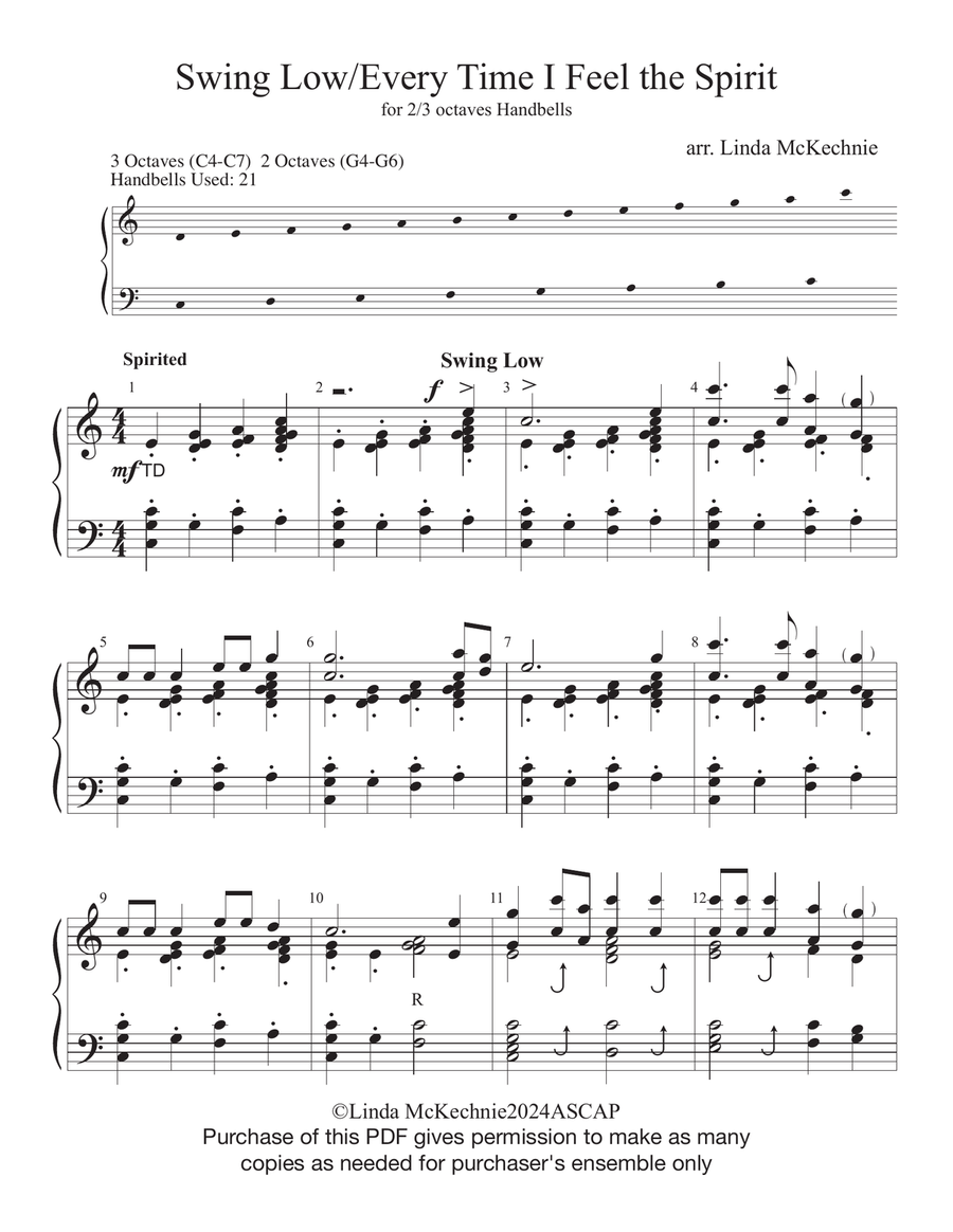 Swing Low/Every Time I Feel the Spirit Handbell Choir scores gallery preview page 1