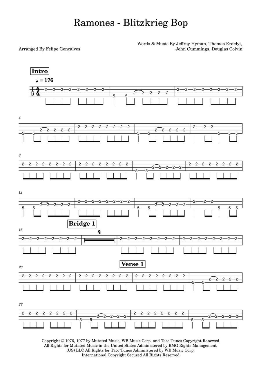Blitzkrieg Bop Blitzkrieg Bop Acoustic Guitar scores gallery preview page 1