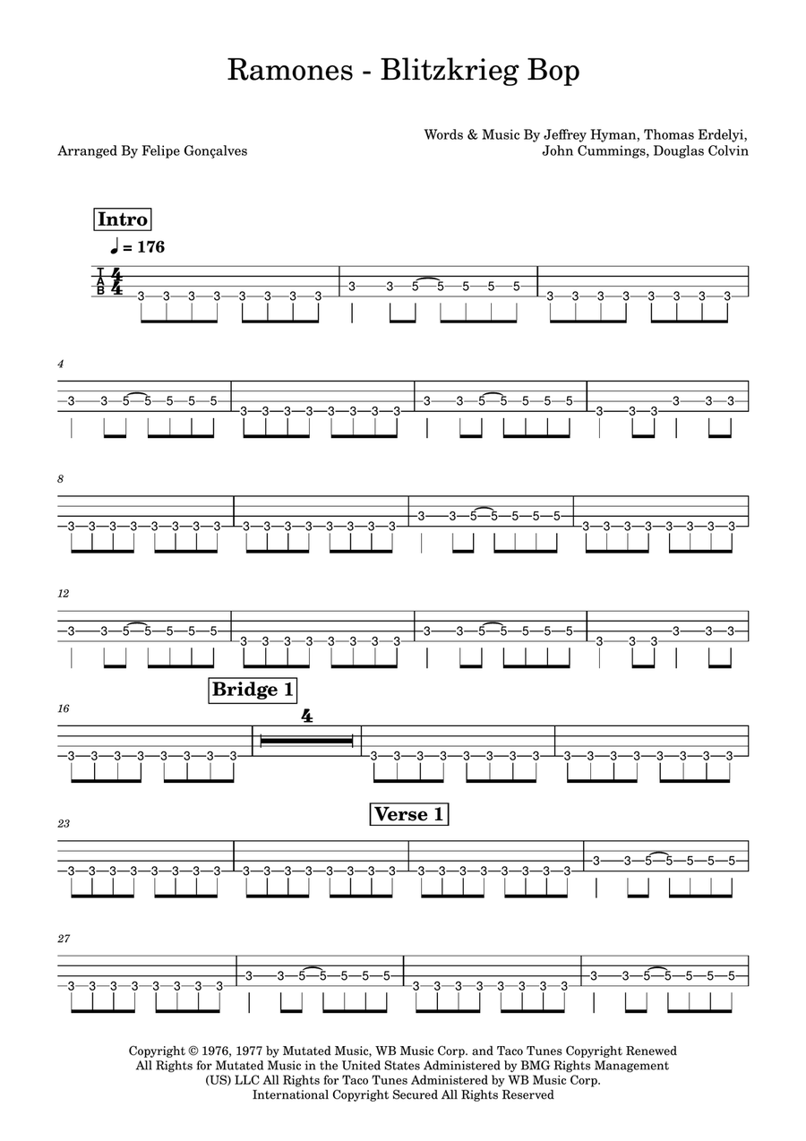 Blitzkrieg Bop Blitzkrieg Bop Acoustic Guitar scores gallery preview page 1
