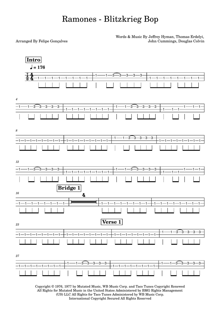 Blitzkrieg Bop Blitzkrieg Bop Acoustic Guitar scores gallery preview page 1