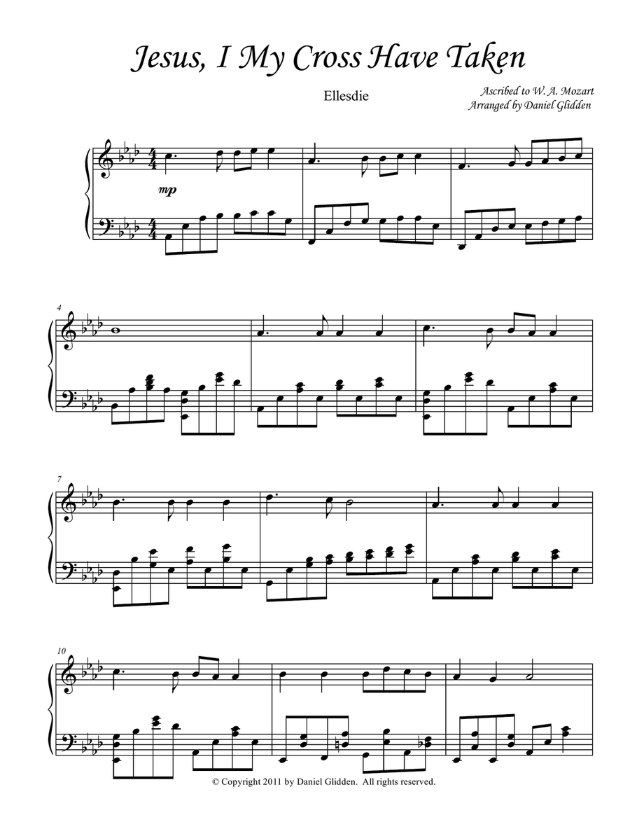 Jesus, I My Cross Have Taken--Ellesdie Piano Solo scores gallery preview page 1