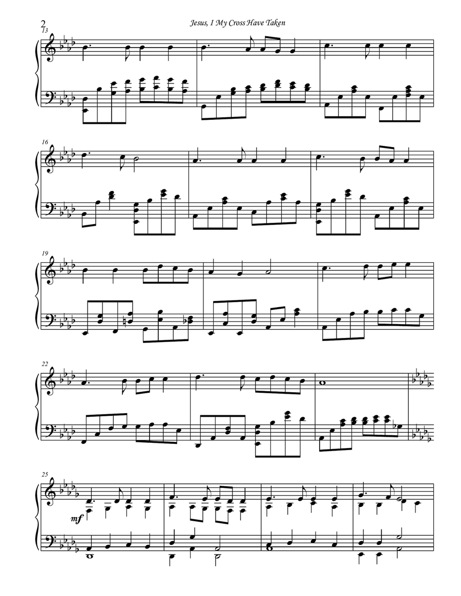 Jesus, I My Cross Have Taken--Ellesdie Piano Solo scores gallery preview page 2