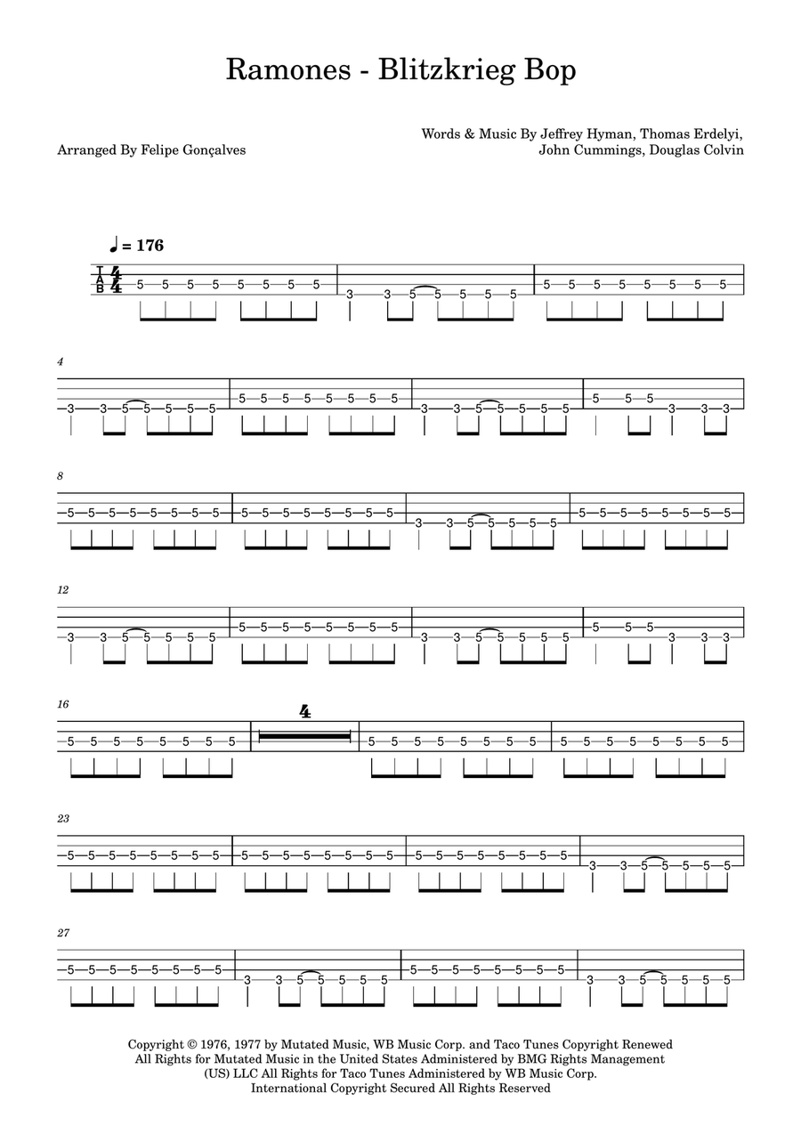 Blitzkrieg Bop Blitzkrieg Bop Acoustic Guitar scores gallery preview page 1